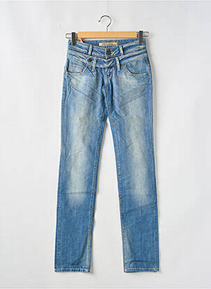 Jeans coupe slim effet usé délavé taille basse bleu TIFFOSI femme
