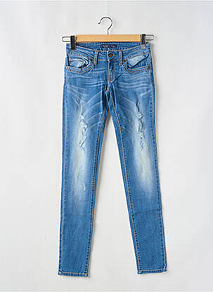 Jeans skinny effet usé délavé taille basse bleu TIFFOSI femme