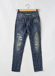 Jeans coupe slim effet usé délavé taille basse bleu TIFFOSI femme