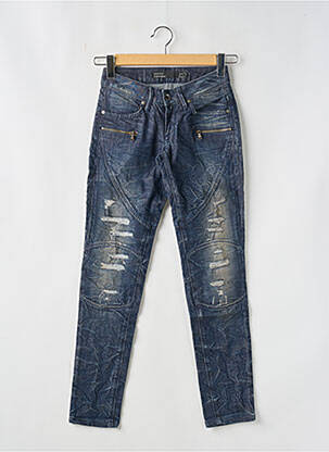 Jeans coupe slim effet usé délavé taille basse bleu TIFFOSI femme