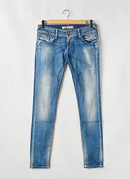 Jeans skinny effet usé délavé taille basse bleu TIFFOSI femme