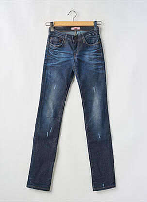 Jeans coupe slim effet usé délavé taille normale bleu TIFFOSI femme