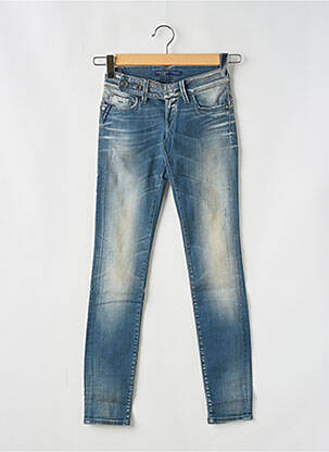 Jeans coupe slim effet usé délavé taille basse bleu TIFFOSI femme