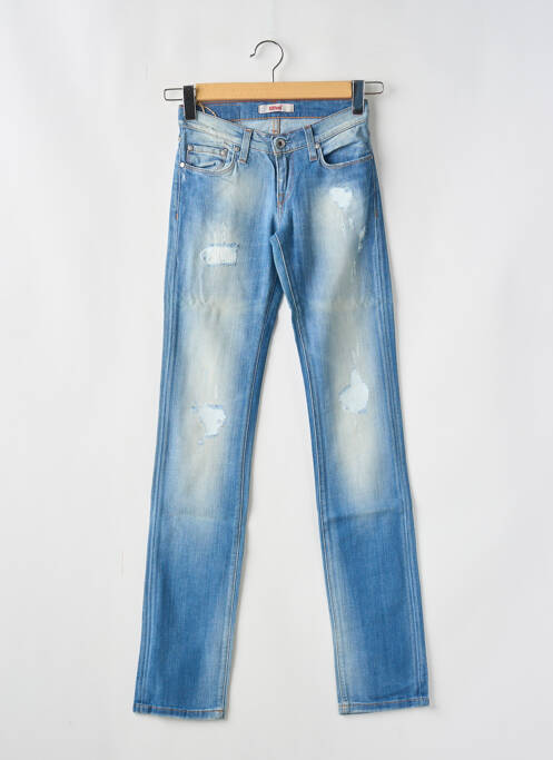 Jeans coupe slim effet usé délavé taille basse bleu TIFFOSI femme