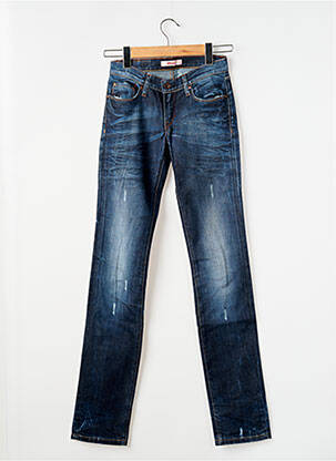 Jeans coupe slim effet usé délavé taille basse bleu TIFFOSI femme