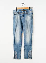 Jeans coupe slim effet usé délavé taille basse bleu TIFFOSI femme