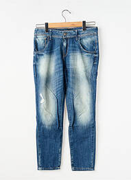 Jeans coupe slim effet usé délavé taille basse bleu TIFFOSI femme