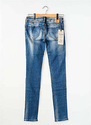 Jeans coupe slim effet usé délavé taille basse bleu TIFFOSI femme