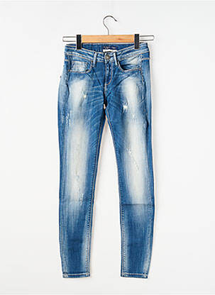 Jeans coupe slim effet usé délavé taille basse bleu TIFFOSI femme