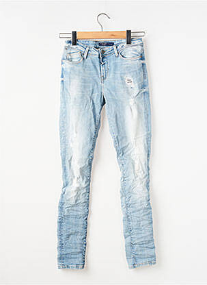 Jeans skinny effet usé délavé taille basse bleu TIFFOSI femme