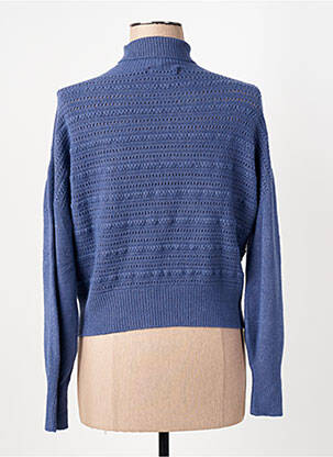 Pull col roulé tissage chiné manches longues bleu CARTA LIBERA femme