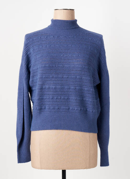 Pull col roulé bleu CARTA LIBERA pour femme