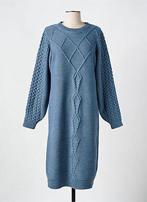 Robe longue manches longues manches longues bleu ICHI femme