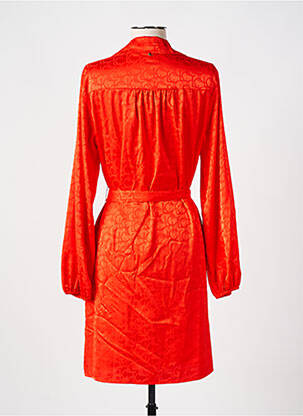 Robe mi-longue imprimé fantaisie manches longues orange LOLA CASADEMUNT femme
