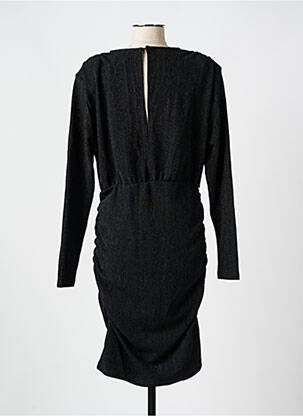 Robe mi-longue manches longues manches longues noir ICHI femme