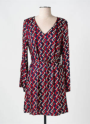 Robe mi-longue imprimé fantaisie manches longues rouge YES.ZEE femme