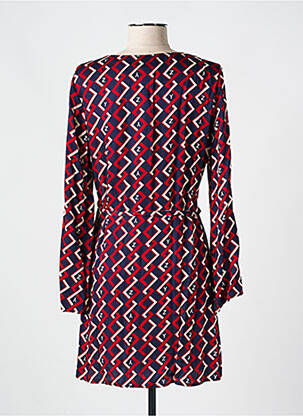 Robe mi-longue imprimé fantaisie manches longues rouge YES.ZEE femme