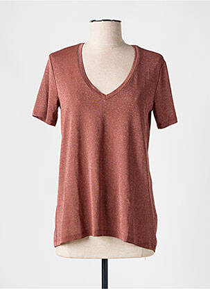 T-shirt coupe droite manches courtes marron PLEASE femme