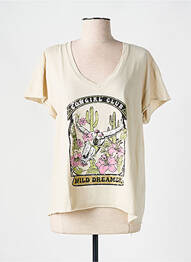 T-shirt coupe droite manches courtes beige PLEASE femme