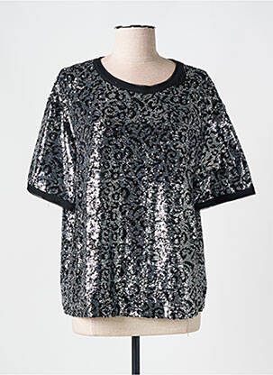 T-shirt coupe droite manches courtes argent PLEASE femme