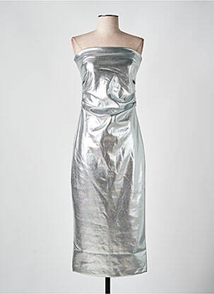 Robe mi-longue sans manche sans manche argent ICHI femme