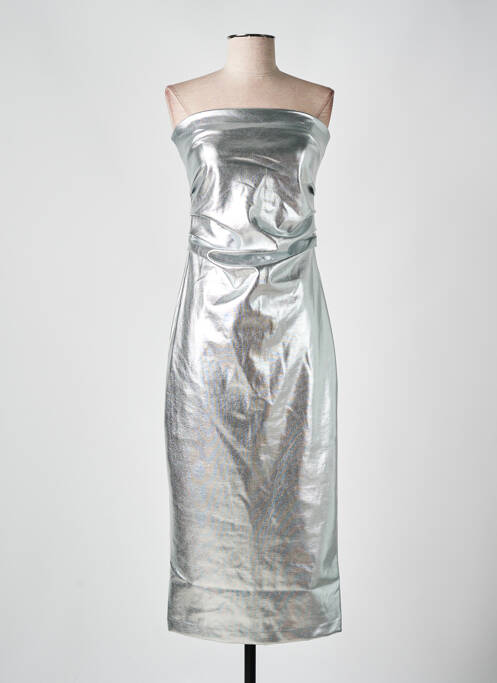 Robe mi-longue argent ICHI pour femme