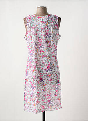 Robe mi-longue imprimé fleurs sans manche blanc LA PLUS BELLE femme