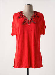 T-shirt col v manches courtes rouge TAGORE femme