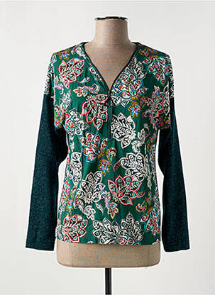 Blouse tissage popeline manches longues vert GRIFFON femme