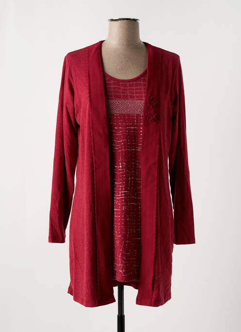 Pull tunique rouge GRIFFON pour femme