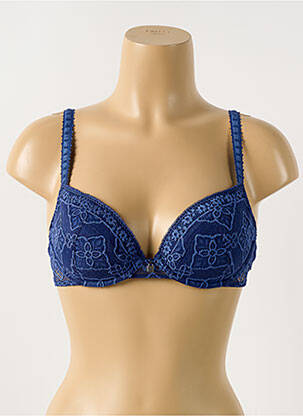 Soutien-gorge tissage dentelle haut soutien-gorge moulé bleu BARBARA femme