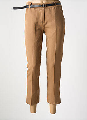 Pantalon 7/8 taille à pinces taille normale marron MODA femme