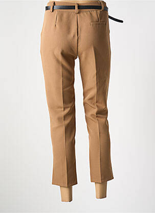Pantalon 7/8 taille à pinces taille normale marron MODA femme