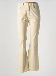 Pantalon flare stretch taille haute beige ORAIJE femme