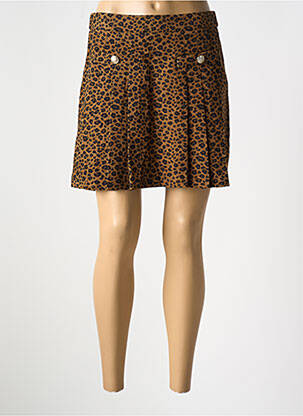 Jupe courte coupe évasée marron Y'COO femme