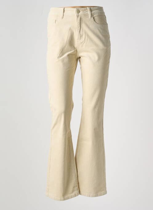 Pantalon flare stretch taille haute beige ORAIJE femme