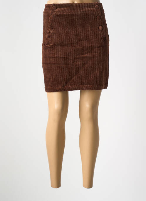 Jupe courte taille haute marron Y'COO femme