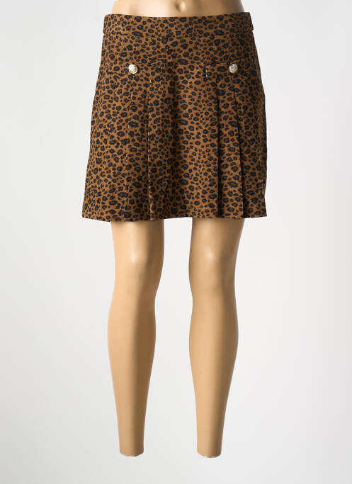 Jupe courte coupe évasée marron Y'COO femme