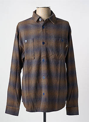 Chemise manches longues imprimé fantaisie marron THINKING MU homme