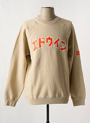 Sweat-shirt maille semi-opaque manches longues beige EDWIN homme