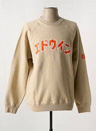 Sweat-shirt maille semi-opaque manches longues beige EDWIN homme