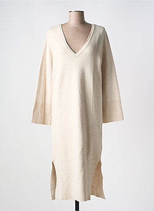 Robe pull coupe droite manches longues beige VILA femme
