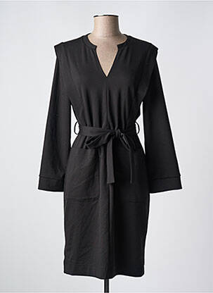 Robe mi-longue manches longues manches longues noir ICHI femme