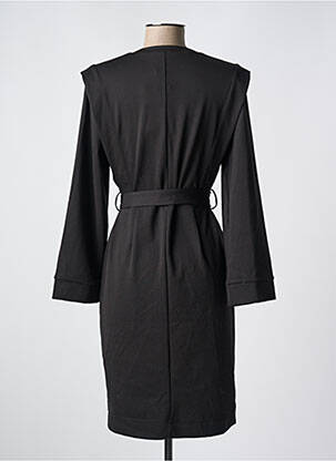 Robe mi-longue manches longues manches longues noir ICHI femme