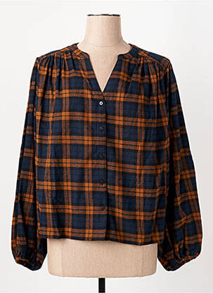 Chemisier coupe droite manches longues orange ICHI femme