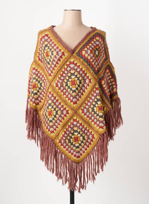 Poncho col v marron PALME femme