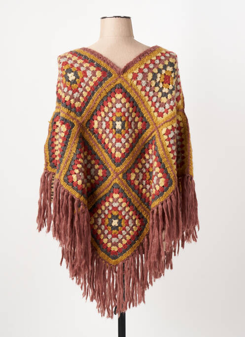 Poncho col v marron PALME femme