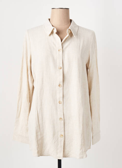 Chemisier tissage crêpe manches longues beige OBJECT femme