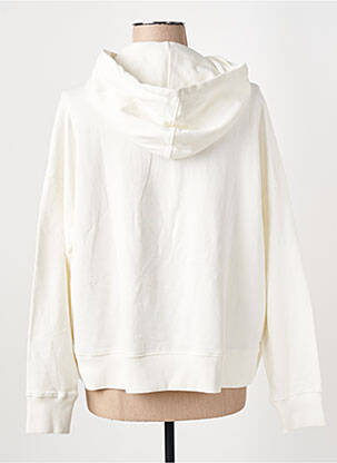 Sweat-shirt à capuche sérigraphie manches longues blanc FIVE femme