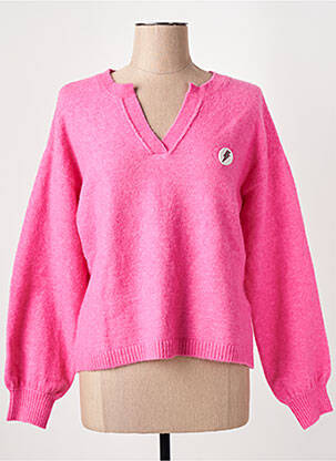 Pull coupe droite manches longues rose FIVE femme